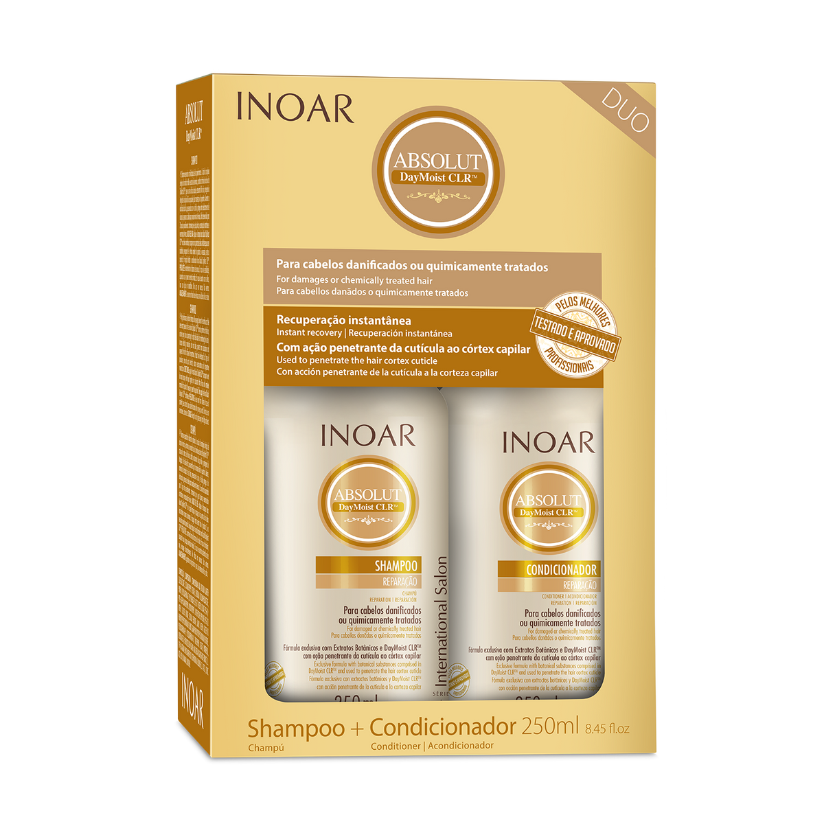 INOAR DAYMOIST DUO rinkinys chemiškai pažeistiems plaukams, 2 x 250 ml Inoar TIESIOG GRAŽI